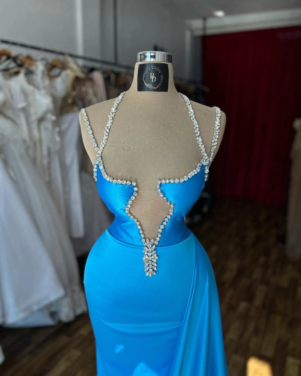 Beautiful Column Spaghetti Straps Sleeveless Ruffles Satin Prom Dresses by misshow.com