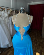 Beautiful Column Spaghetti Straps Sleeveless Ruffles Satin Prom Dresses by misshow.com