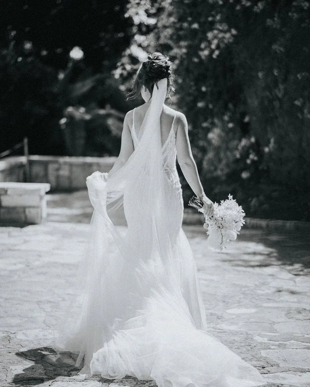 Beautiful Long Mermaid Spaghetti Straps V-neck Lace Sleeveless Backless Wedding Dress by misshow.com