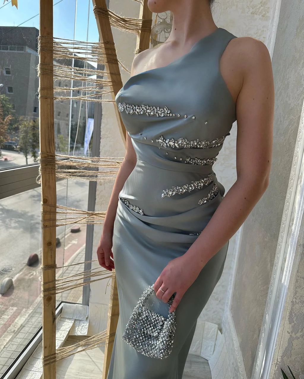 Beautiful Long Silver Mermaid Sleeveless Prom Dress With Rhinestones by misshow.com