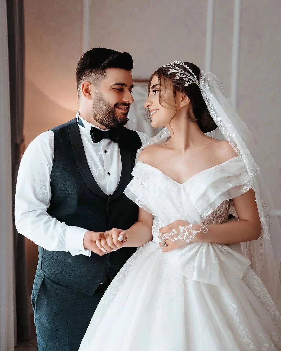 Beautiful Long White A-line Off-the-shoulder Sleeveless Wedding Dress With Lace by misshow.com