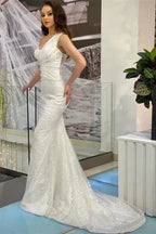 Beautiful Long White One Shoulder Sleeveless Mermaid Evening Dresses With Glitter by misshow.com