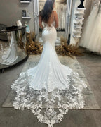 Beautiful Mermaid Spaghetti Straps Sleeveless Sequined Lace Wedding Dresses by misshow.com