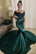 Beautiful Off-the-shoulder Appliques Mermaid Evening Gowns by misshow.com