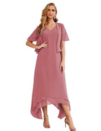 Sunnderly Chiffon Plus Size Mother of Bride Dresses with Jacket Formal Dresses for Wedding SY28073 by numbersea
