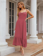 Numbersea Spaghetti Strap Chiffon Bridesmaid Dress Ankle Length Formal A Line Cocktail Party Homecoming Dress for Juniors SEA28028 by numbersea