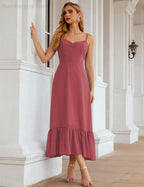 Numbersea Spaghetti Strap Chiffon Bridesmaid Dress Ankle Length Formal A Line Cocktail Party Homecoming Dress for Juniors SEA28028 by numbersea
