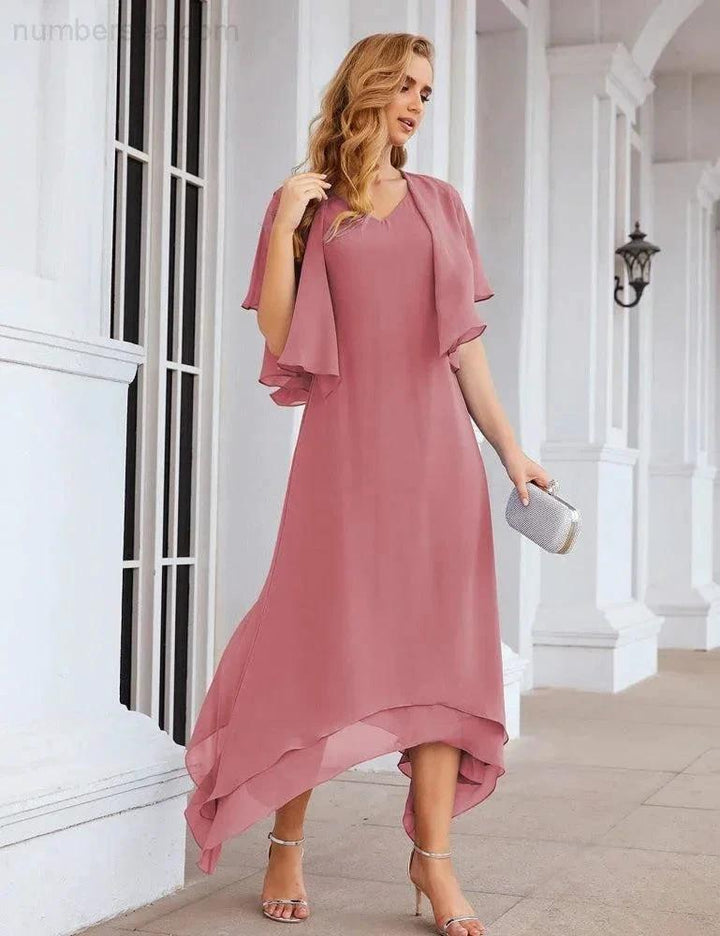 Sunnderly Chiffon Plus Size Mother of Bride Dresses with Jacket Formal Dresses for Wedding SY28073 by numbersea