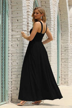 Vestido de dama de honor de gasa con cuello halter para mujer de Numbersea, corte A, largo, formal, para fiesta de graduación, SEA28015 