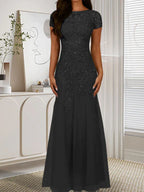 Dark Navy Mermaid Scoop Sequins Tulle Dress by Dreamylily