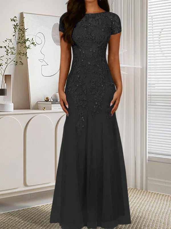 Dark Navy Mermaid Scoop Sequins Tulle Dress by Dreamylily