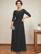 A-line Scoop Illusion Ankle-Length Chiffon Lace Mother of the Bride Dress With Rhinestone Beading by Dreamylily