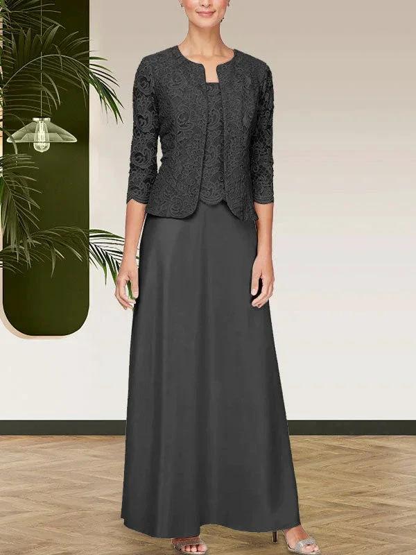 Glitter Lace & Satin Skirt Jacket Dress with Open Jacket by Dreamylily