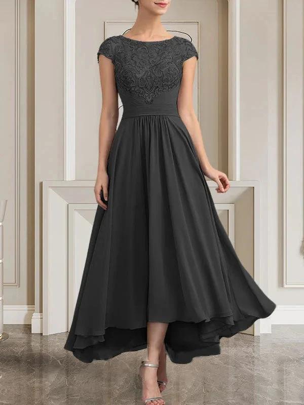 A-line Scoop Floor-Length Lace Chiffon Mother of the Bride Dress With Sequins by Dreamylily