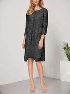 A-line Scoop Knee-Length Chiffon Lace Mother of the Bride Dress With Jacket by Dreamylily
