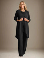 Chiffon Scoop Long Sleeves Mother Of The Bride Pantsuits With Jacket by Dreamylily