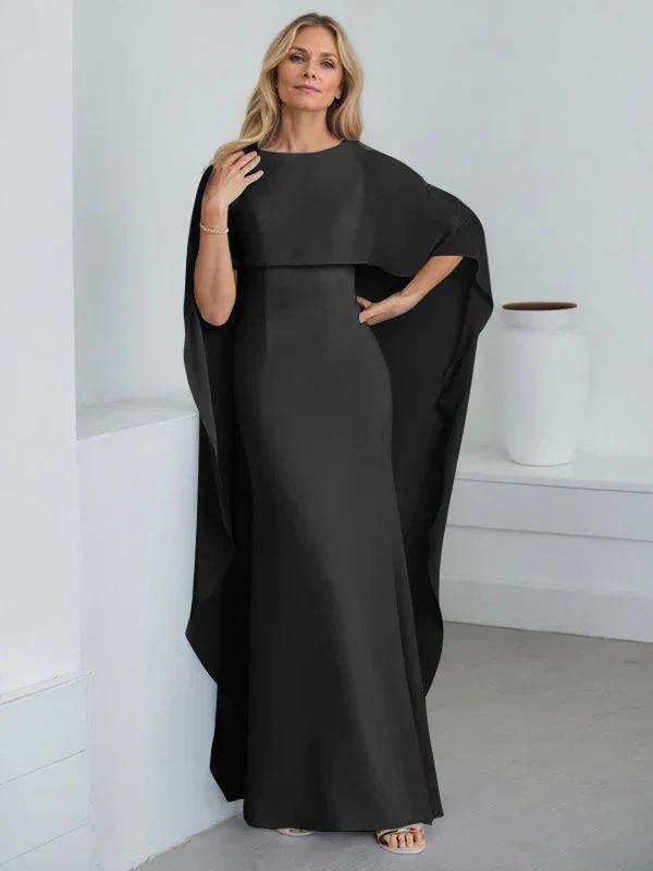 Sheath Scoop Floor-Length Chiffon Mother of the Bride Dress With Cascading Ruffles by Dreamylily
