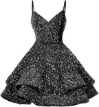Sequin Homecoming Dresses for Teens Sparkly Short Prom Dresses SYH87 by vivymakudress
