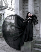 Black Luxury Gothic  Wedding Dress Sheer Lace Ball Gown  SW560