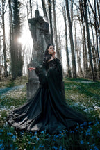Black Luxury Gothic  Wedding Dress Sheer Lace Ball Gown  SW560
