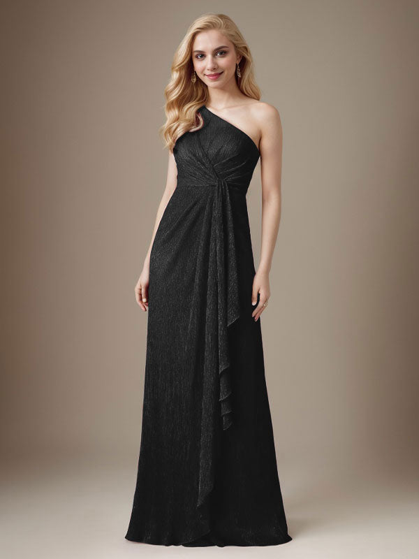 Ruby Sheath One Shoulder Metallic Mesh Dress Mother of the Bride Dress