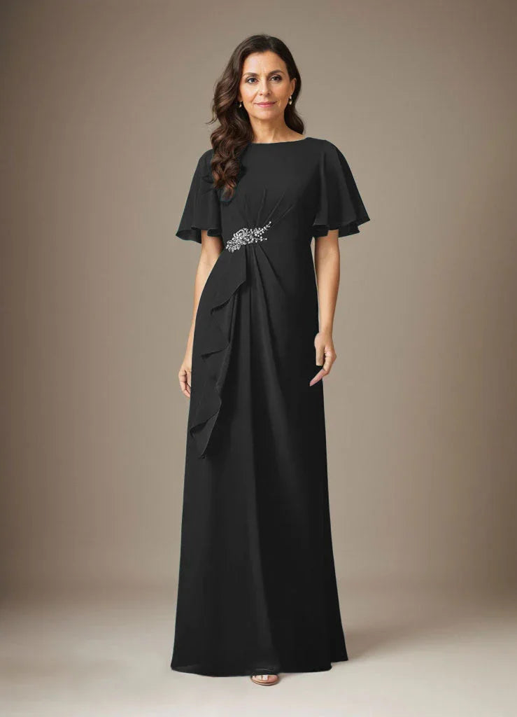 Dark Navy Sheath Beaded Chiffon Dress by Dreamylily