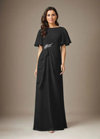 Dark Navy Sheath Beaded Chiffon Dress by Dreamylily