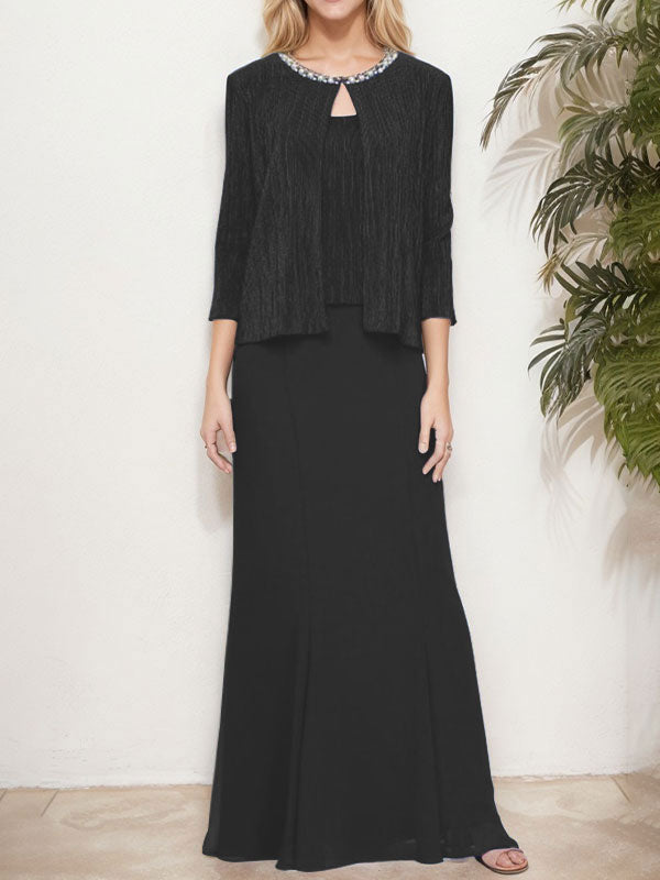 Metallic Mock Two-Piece Gown with Jacket