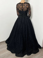 Black Luxury Gothic Wedding Dress Heavy Beaded Lace Ball Gown  SW557