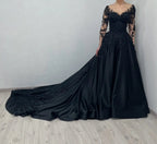 Black Luxury Gothic Wedding Dress Bridal Gown Heavy Beading  SW559