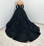 Black Luxury Gothic Sequin Ballgown Tulle Wedding Dress  SW565