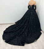 Black Luxury Gothic Sequin Ballgown Tulle Wedding Dress  SW565