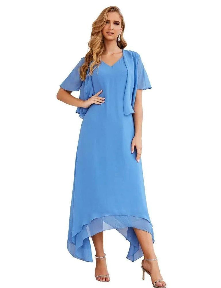 Sunnderly Chiffon Plus Size Mother of Bride Dresses with Jacket Formal Dresses for Wedding SY28073 by numbersea