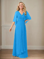 A-Line V-Neck Long Sequins Chiffon Mother Dress by Dreamylily