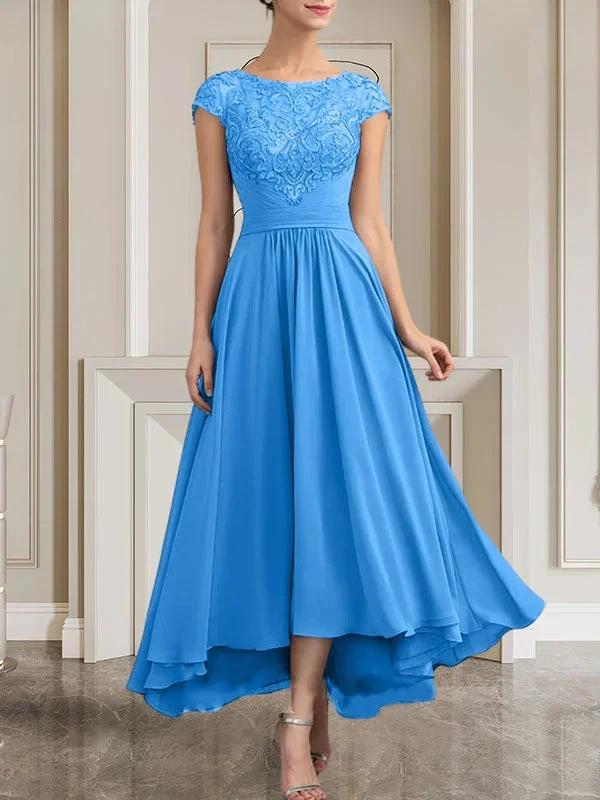 A-line Scoop Floor-Length Lace Chiffon Mother of the Bride Dress With Sequins by Dreamylily