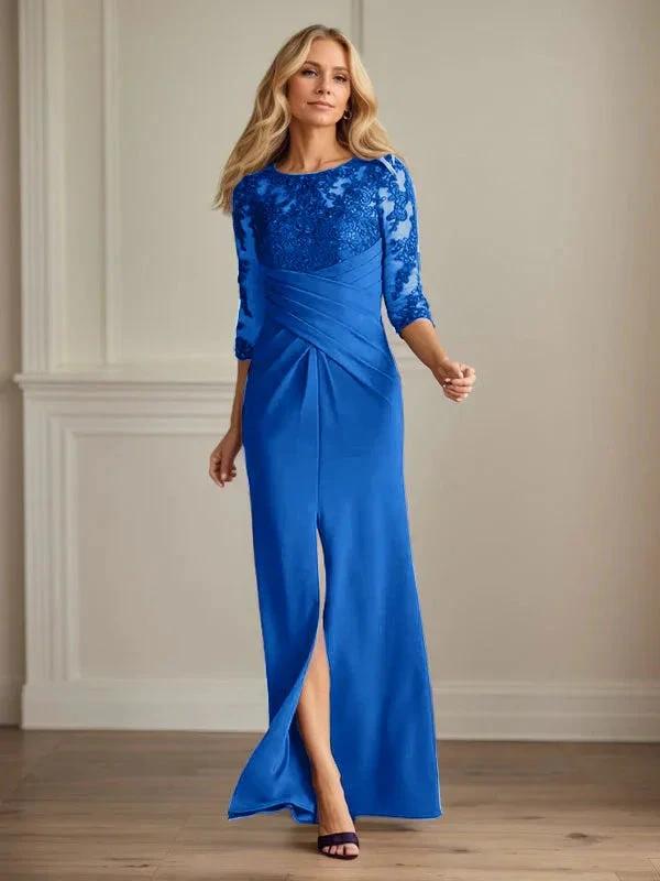 Plum Sheath Lace Stretch Crepe Mother of the Bride Dress by Dreamylily