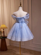 Blue Fairy Off the Shoulder Lace Short Homecoming Dresses by Cicinia