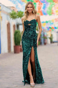 Cut Out Prom Dresses with Slit Spaghetti Strap Prom Dress SYP146 by vivymakudress