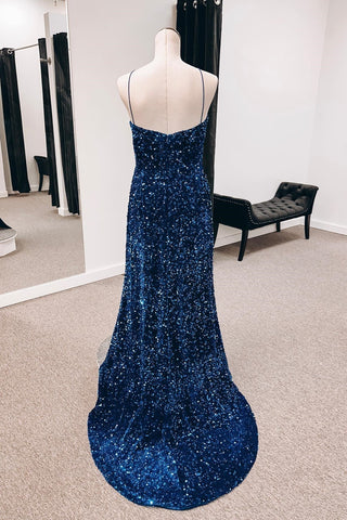 Vestidos de fiesta con aberturas y tirantes finos SYP146