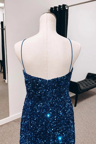 Vestidos de fiesta con aberturas y tirantes finos SYP146