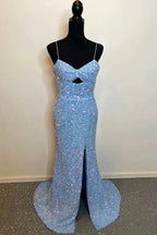 Cut Out Prom Dresses with Slit Spaghetti Strap Prom Dress SYP146 by vivymakudress