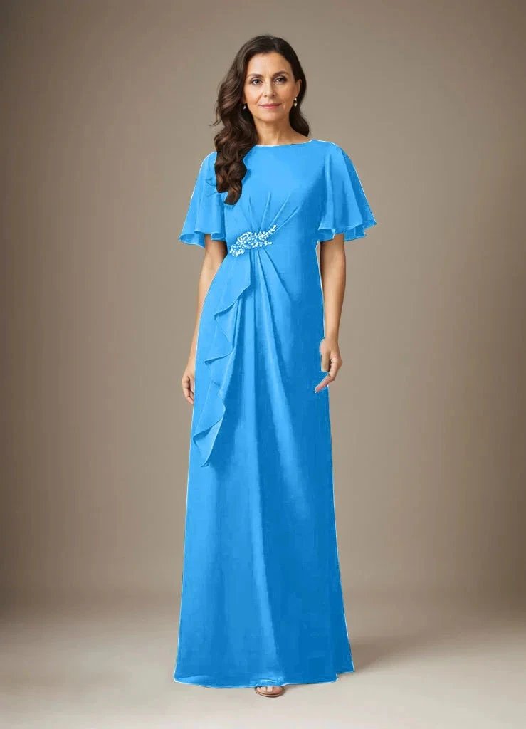 Dark Navy Sheath Beaded Chiffon Dress by Dreamylily