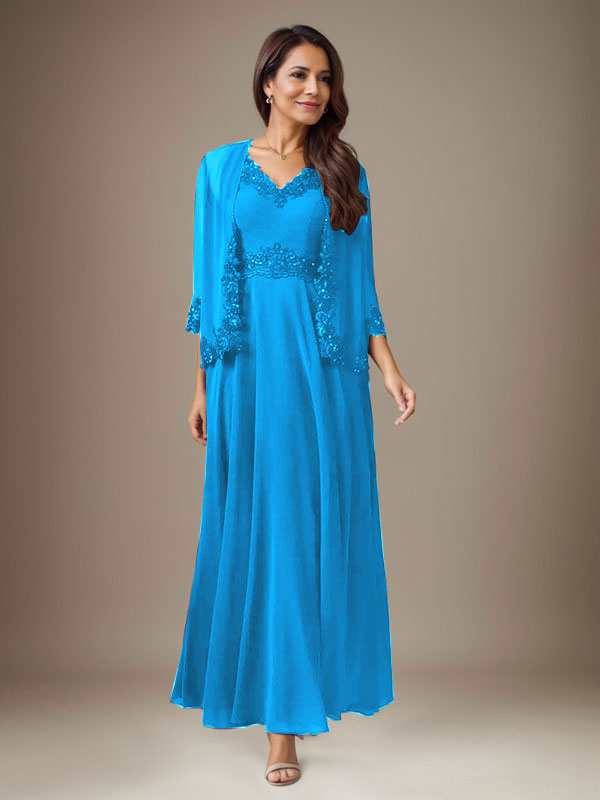 Plum A-Line Sequins Chiffon Dress