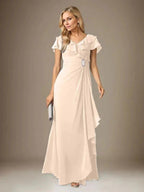 Stormy A-Line V-Neck Ruched Chiffon Dress by Dreamylily