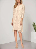 A-line Scoop Knee-Length Chiffon Lace Mother of the Bride Dress With Jacket by Dreamylily