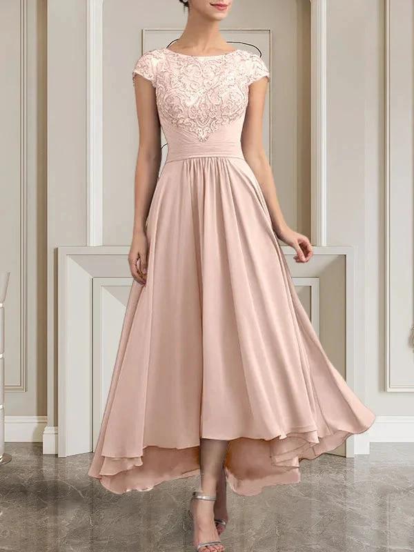 A-line Scoop Floor-Length Lace Chiffon Mother of the Bride Dress With Sequins by Dreamylily