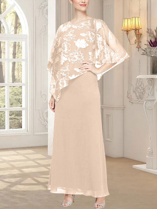 Long Glitter Mesh Dress with Novelty Asymmetric Overlay Bodice