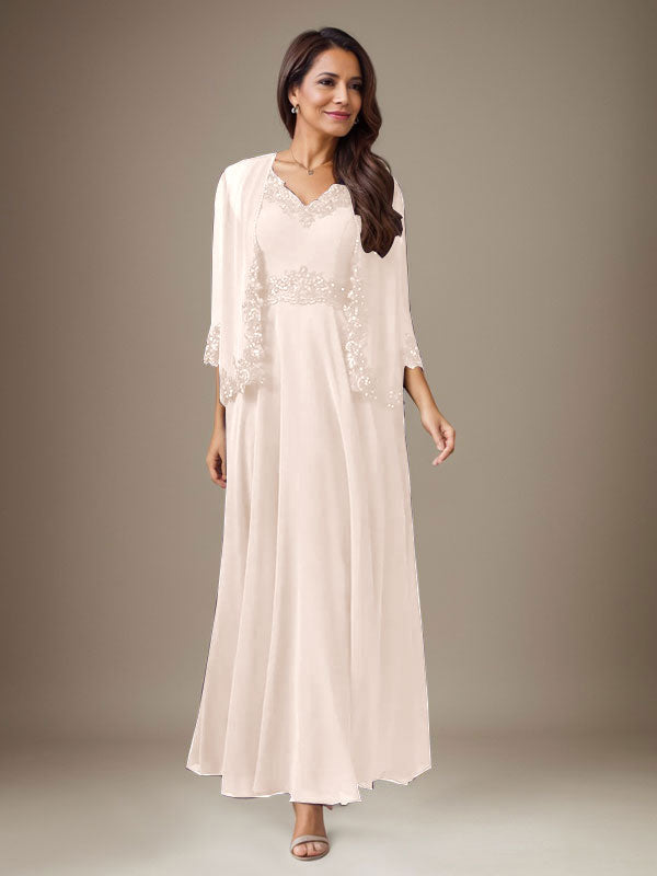 Plum A-Line Sequins Chiffon Dress