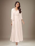 Plum A-Line Sequins Chiffon Dress