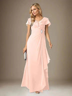 Stormy A-Line V-Neck Ruched Chiffon Dress by Dreamylily